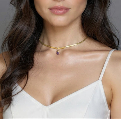 pink tourmaline gold necklace