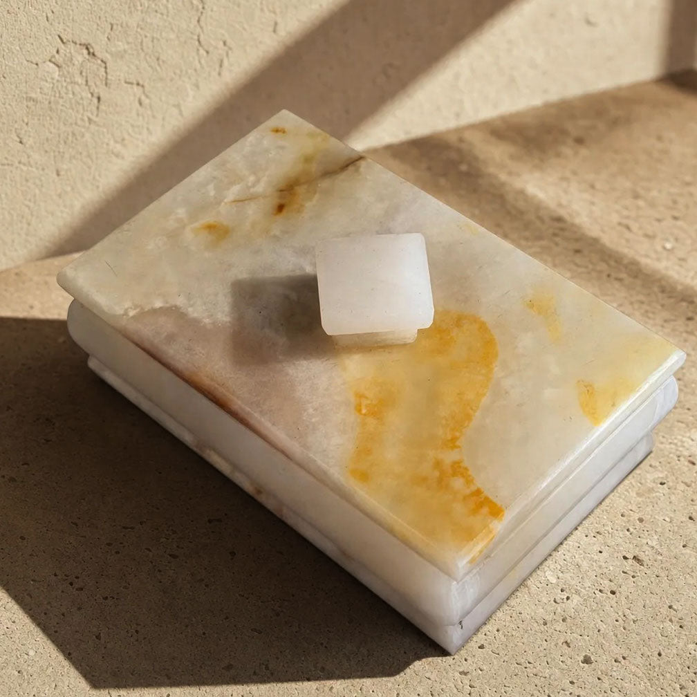 Rare Ivory & Honey Onyx Box — Ring & Trinket Box | SAÉA
