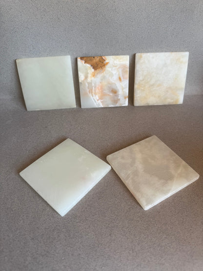 Golden Clay & Burnt Caramel | SAÉA Square Onyx Coaster Set