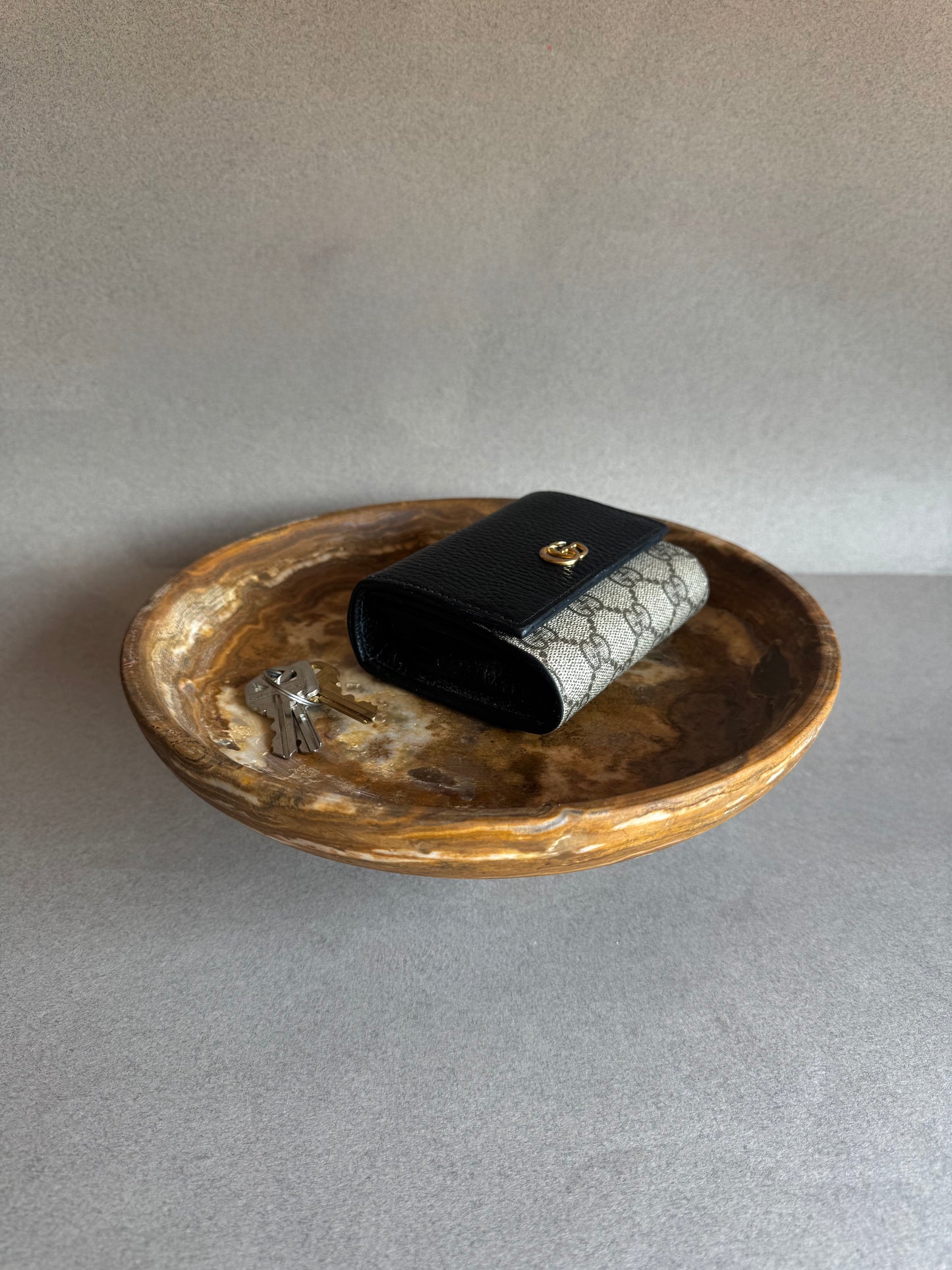 Organic modern home decor pedestal bowl with desert tones

