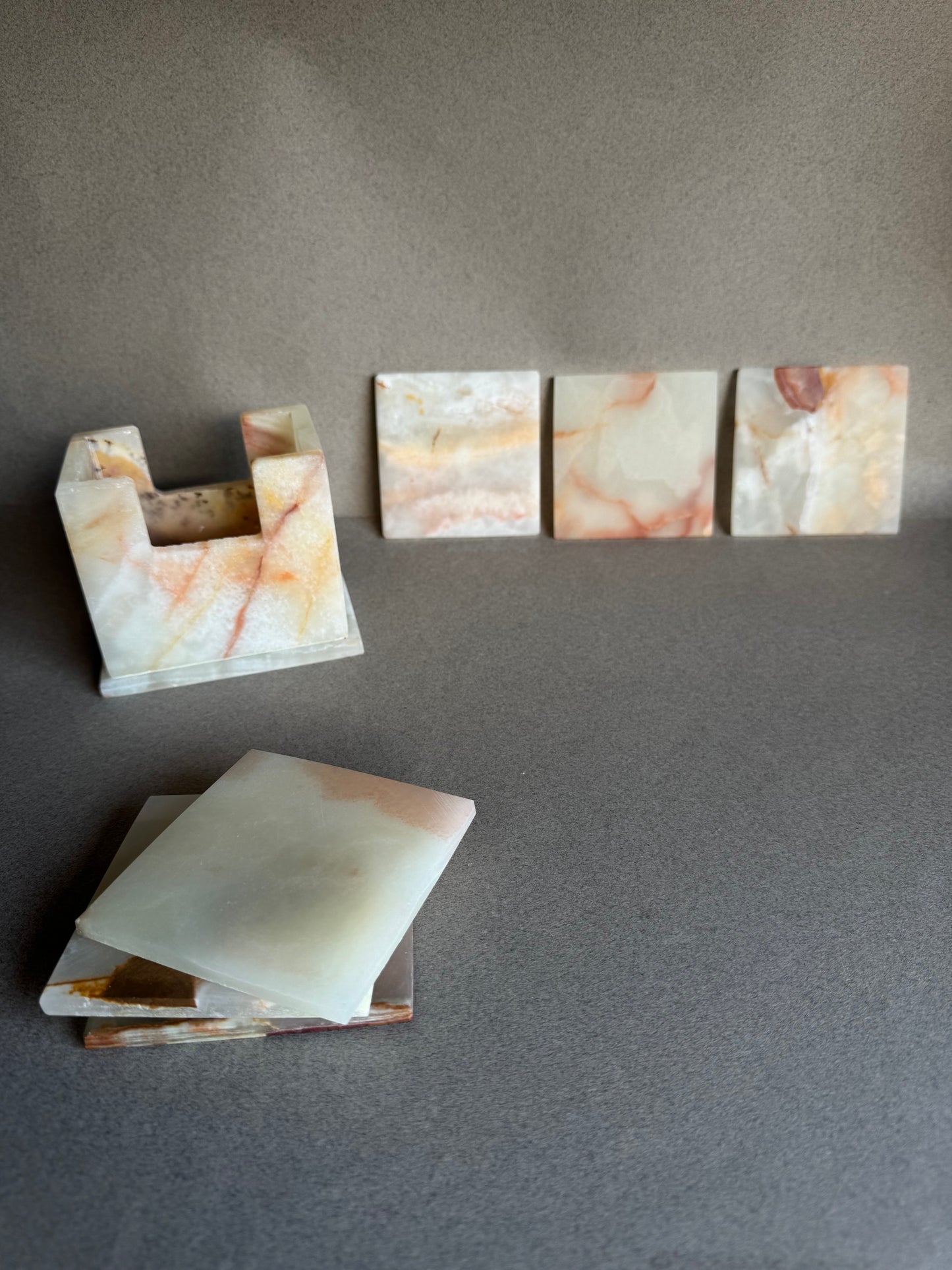 Blush, Pale Rose & Apricot | SAÉA Square Onyx Coaster Set