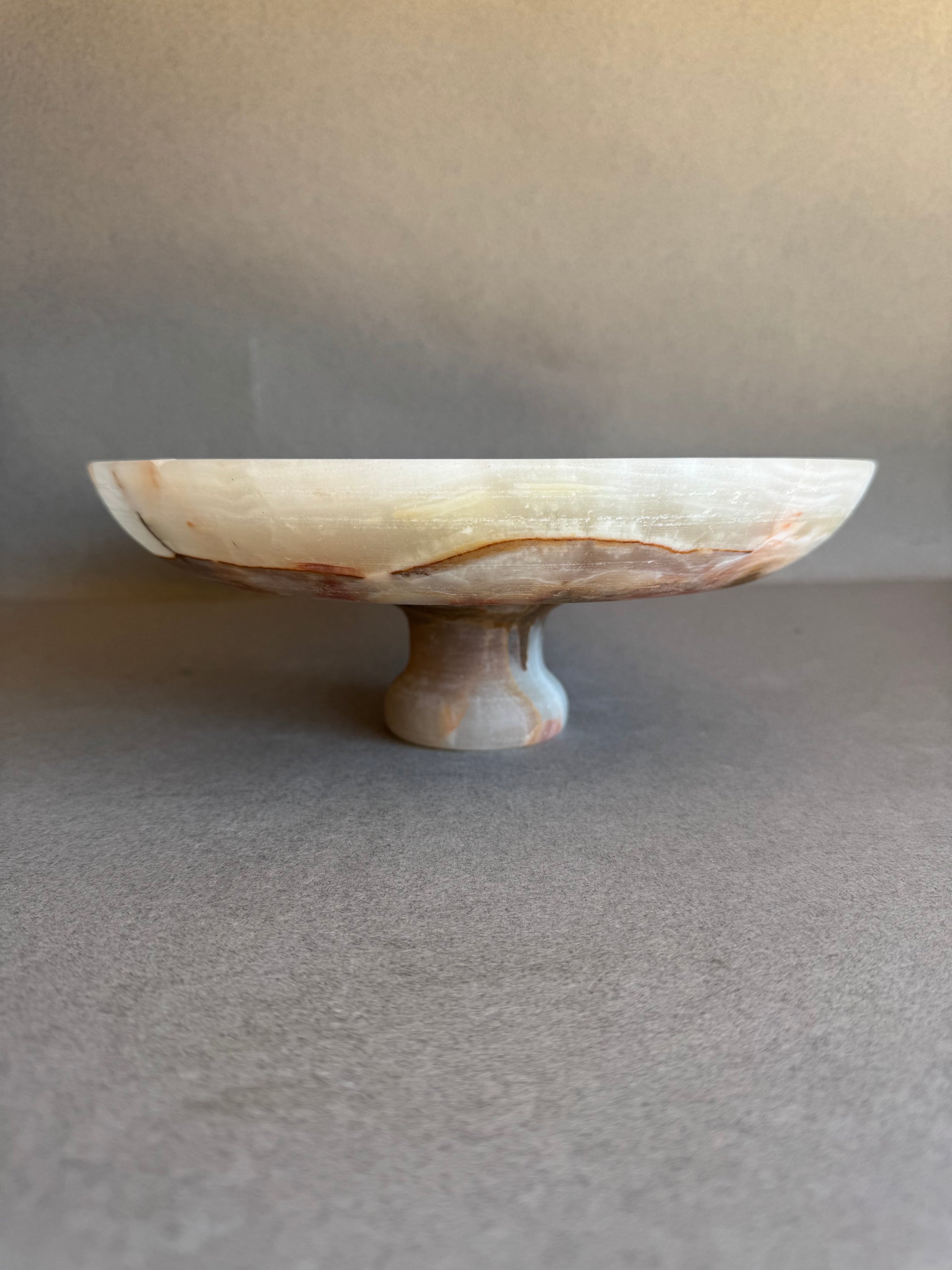 Natural onyx fruit bowl with stone base — ideal centerpiece or wedding gift