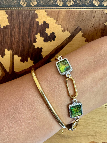 SAÉA Paperclip Bracelet/Anklet in Vintage Abalone & 18k gold