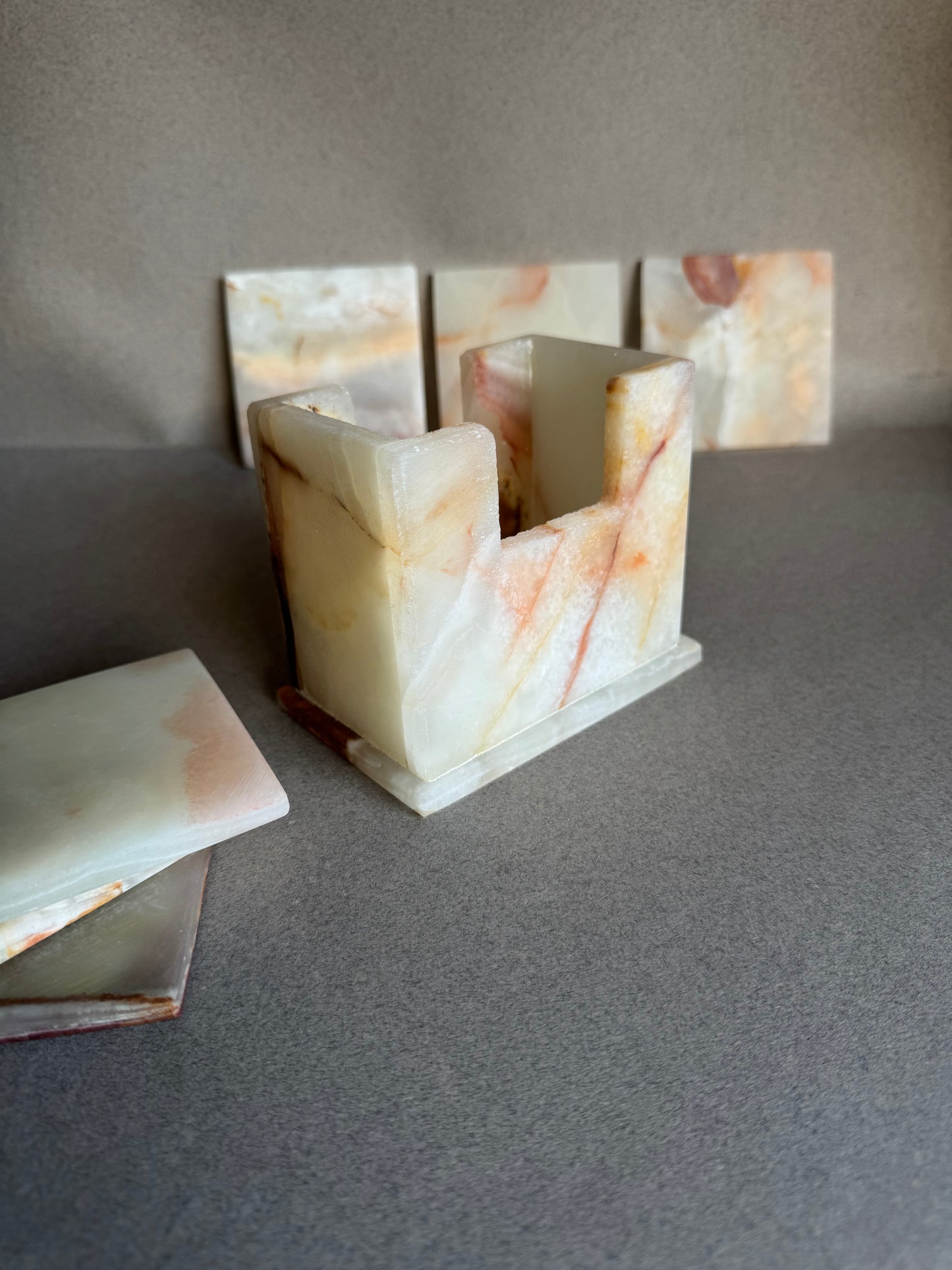 Blush, Pale Rose & Apricot | SAÉA Square Onyx Coaster Set