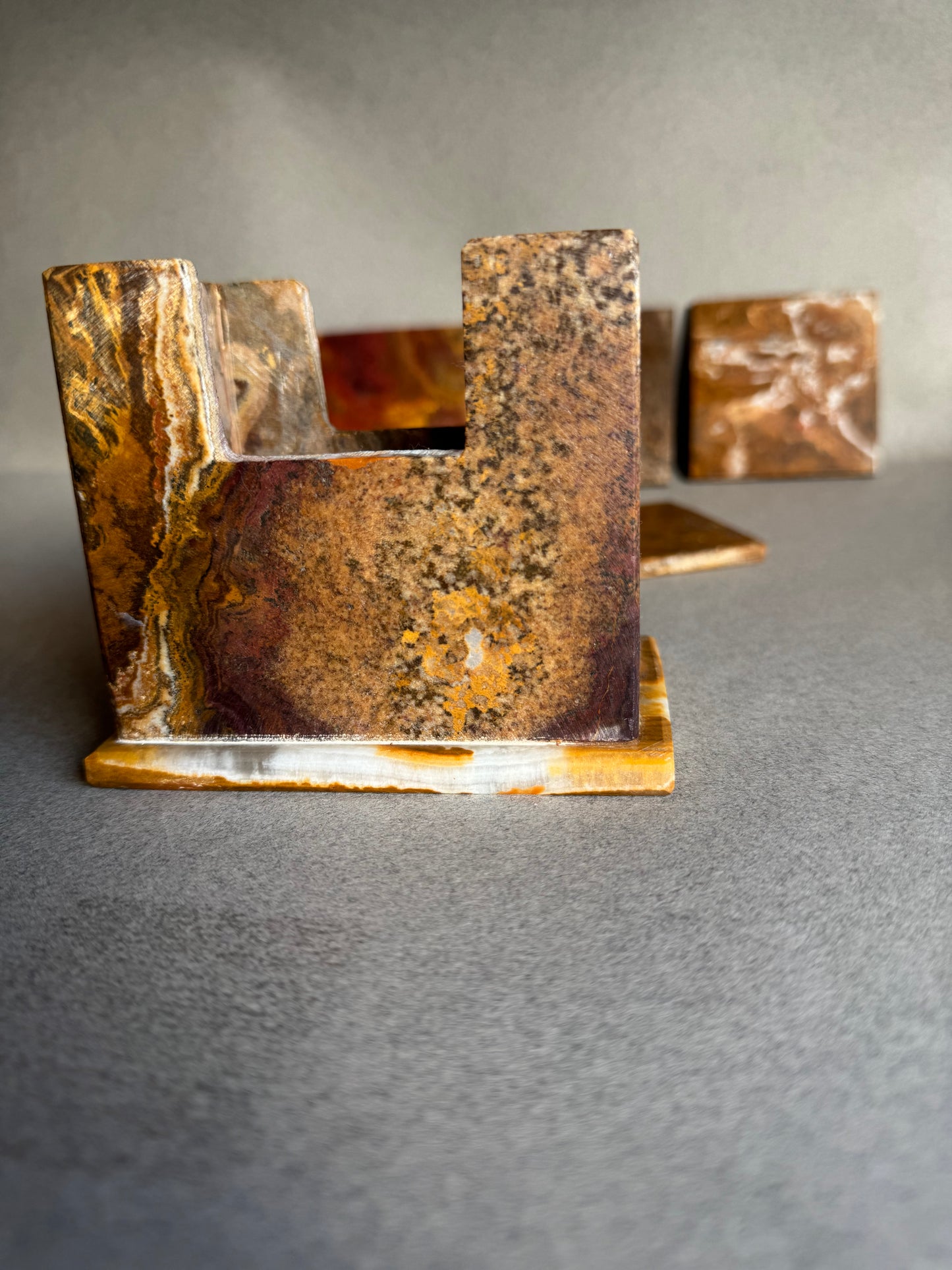 Weathered Terracotta and Burnt Sienna | SAÉA Square Onyx Coaster Set