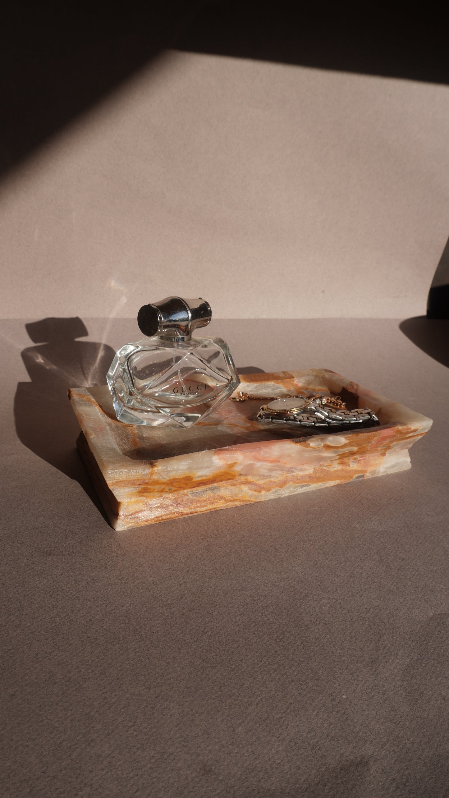 Decorative jewelry tray pink onyx stone