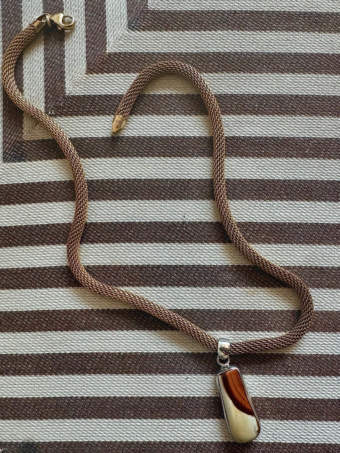 SAÉA Jasper Mesh Necklace in Gold Vermeil