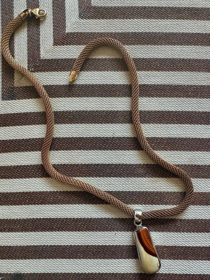 SAÉA Jasper Mesh Necklace in Gold Vermeil