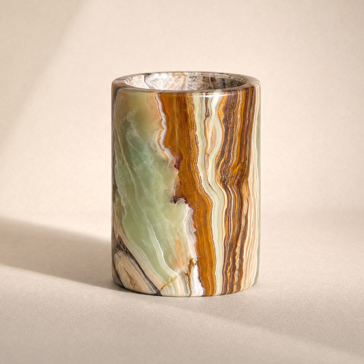 Olive green, caramel & earth | SAÉA Flat Onyx Vessel