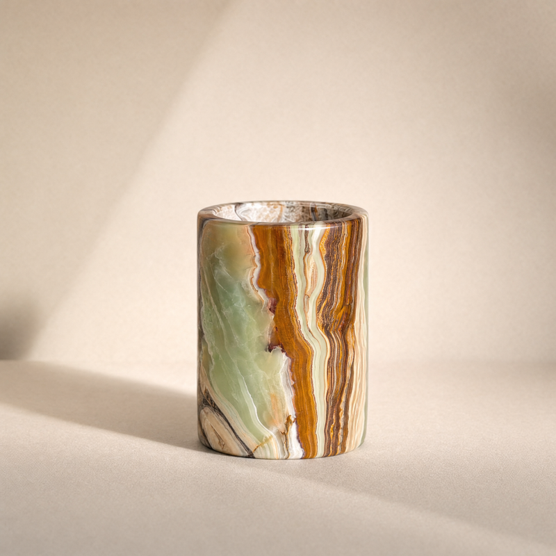 Olive green, caramel & earth | SAÉA Flat Onyx Vessel