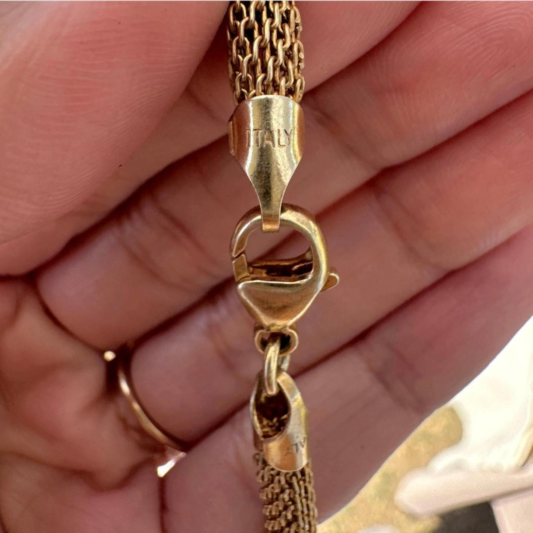 SAÉA Moonstone Mesh Necklace in Gold Vermeil