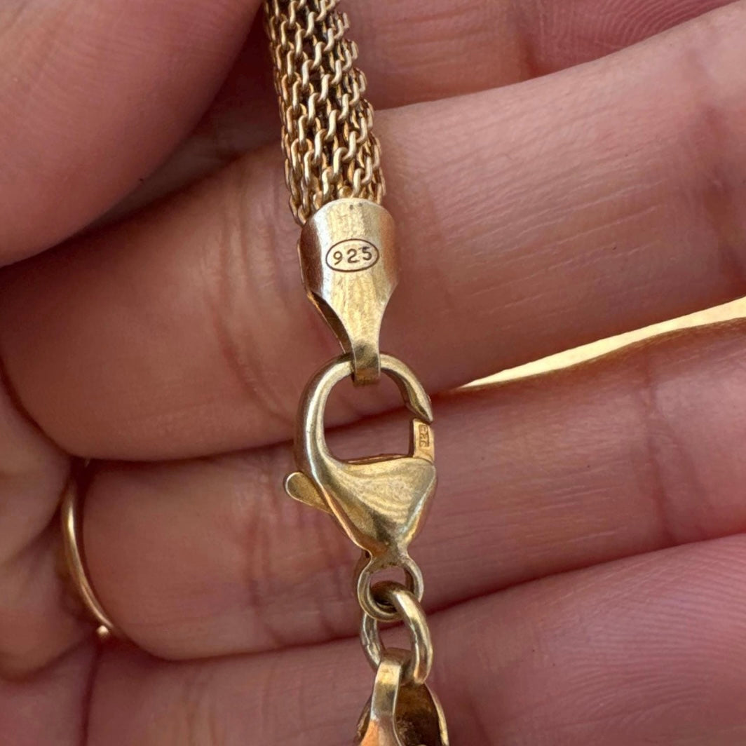 SAÉA Moonstone Mesh Necklace in Gold Vermeil