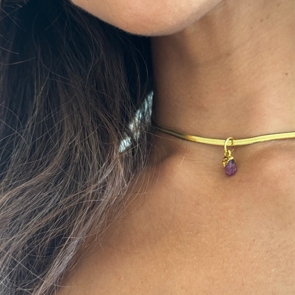 SAÉA Pink Tourmaline Herringbone Choker in 18K Gold