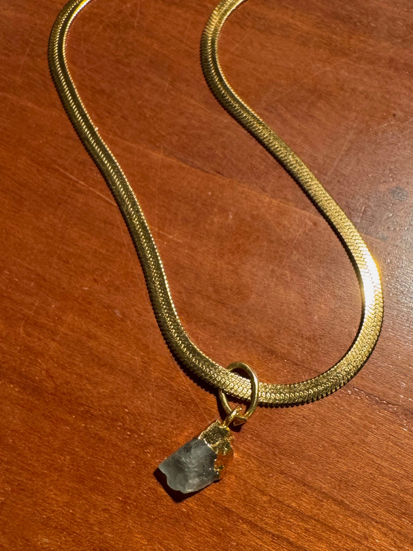 SAÉA Aquamarine Herringbone Choker in 18K Gold