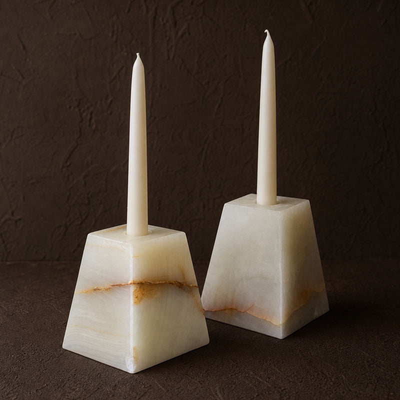 Ivory & Amber | SAÉA Trapezoid Onyx Candle Holders (Pair)