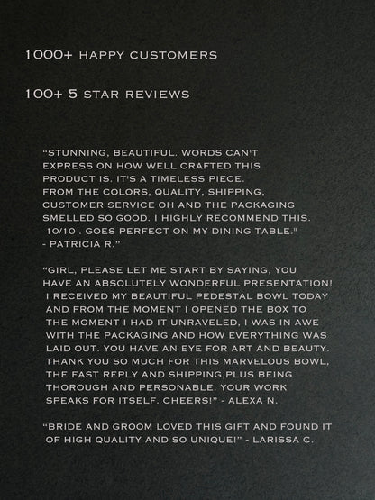 Text on a black background with customer testimonials and product praise.