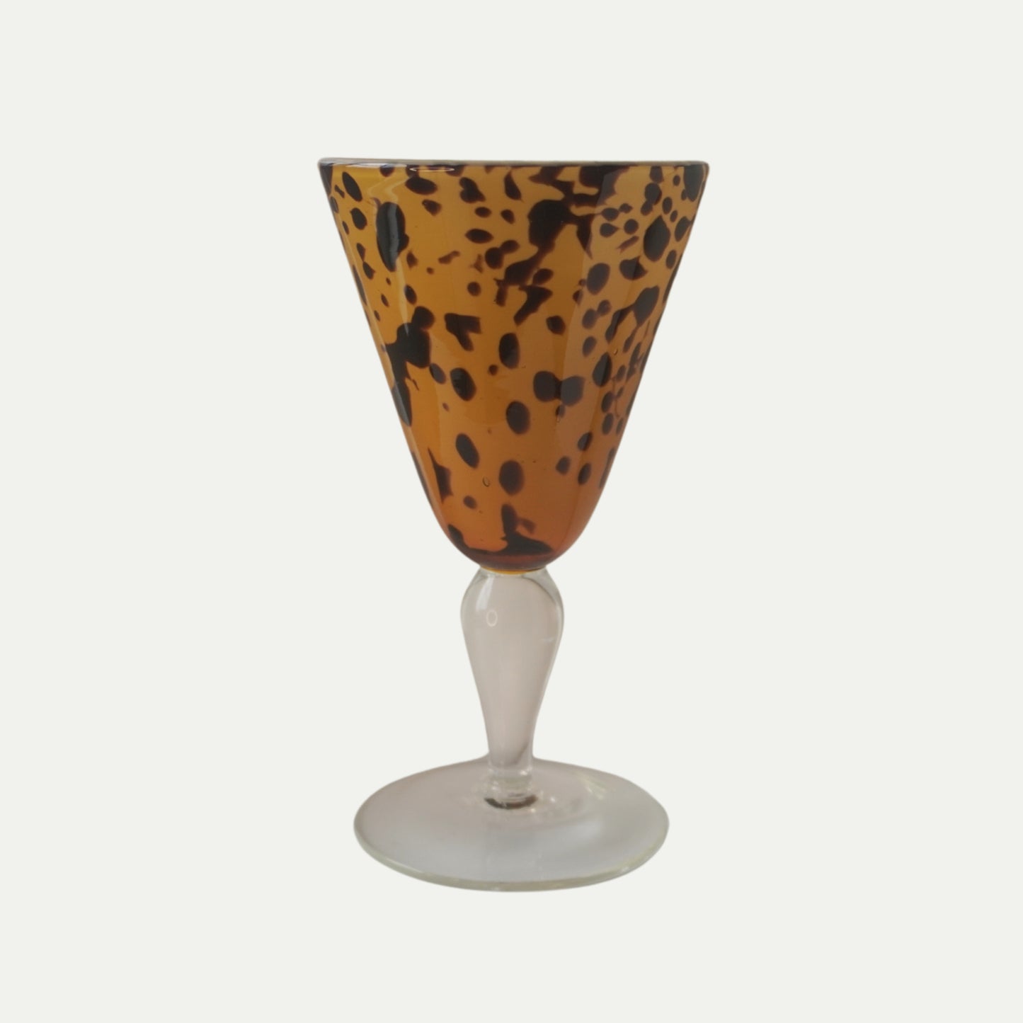 Vintage 1960s Murano-Style Leopard Print Glasses - Set of 4 - Hand-Blown Art Glass - Hollywood Regency