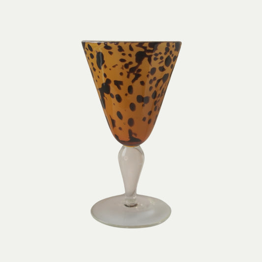 Vintage 1960s Murano-Style Leopard Print Glasses - Set of 4 - Hand-Blown Art Glass - Hollywood Regency
