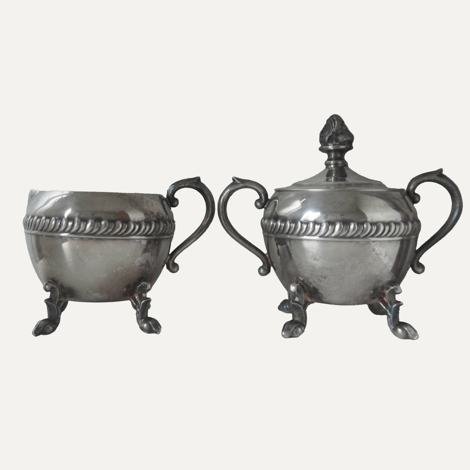 Vintage antique sugar creamer set silver plated