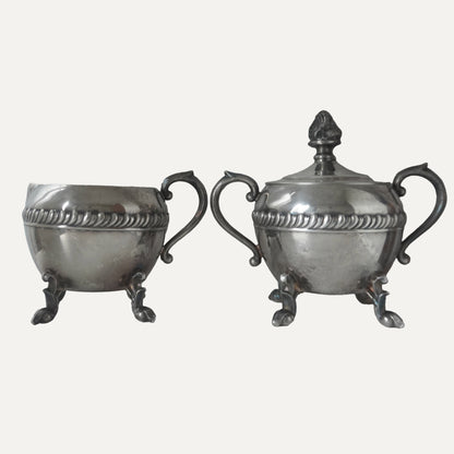 Vintage antique sugar creamer set silver plated