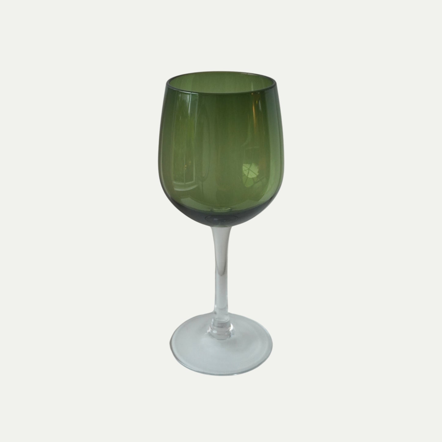 Vintage 1970s Hand-Blown Green Smoke Wine Glasses 