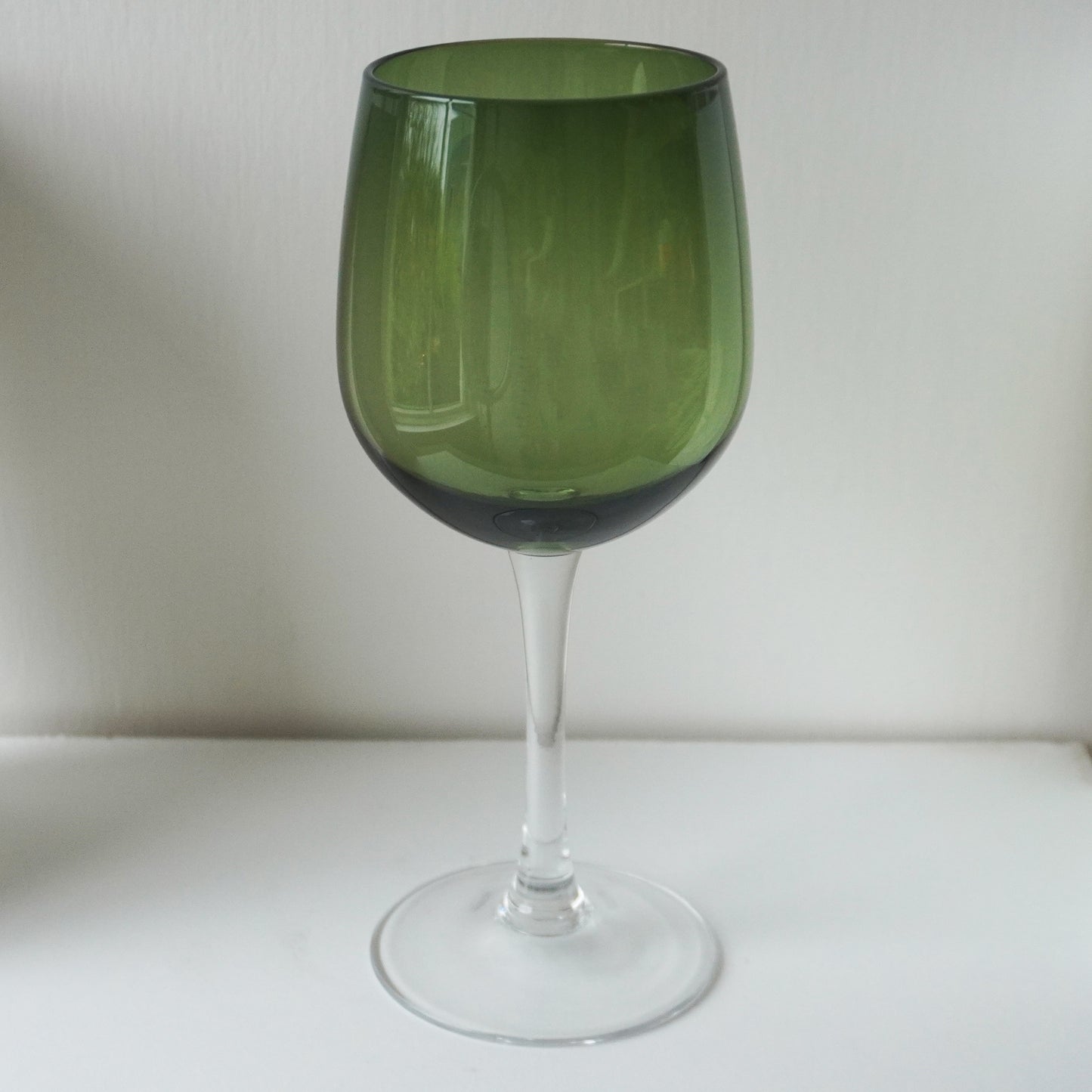 Vintage 1970s Hand-Blown Green Smoke Wine Glasses 