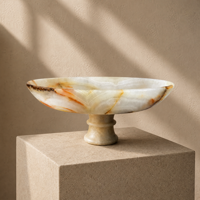 Cream, honey, and amber | SAÉA Centerpiece Pedestal Bowl