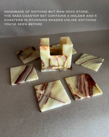 Pale honey & warm rust | SAÉA Square Onyx Coaster Set