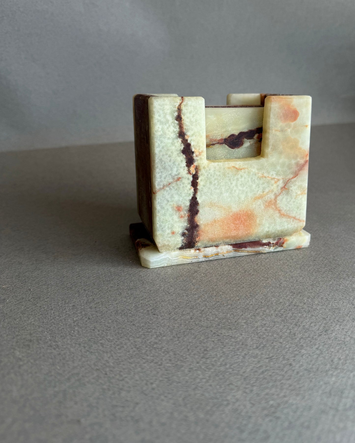 Soft cream, pale sage & plum | SAÉA Square Onyx Coaster Set