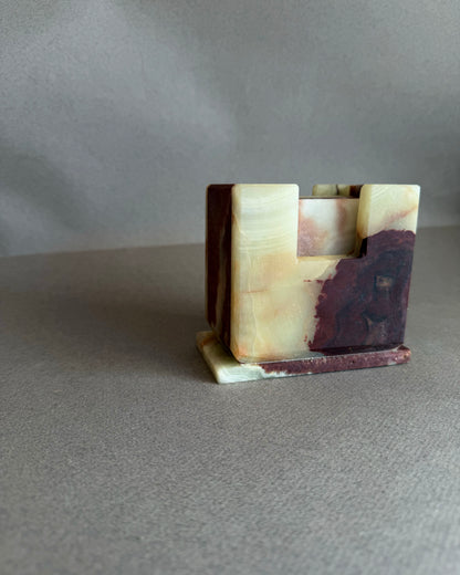Soft cream, pale sage & plum | SAÉA Square Onyx Coaster Set