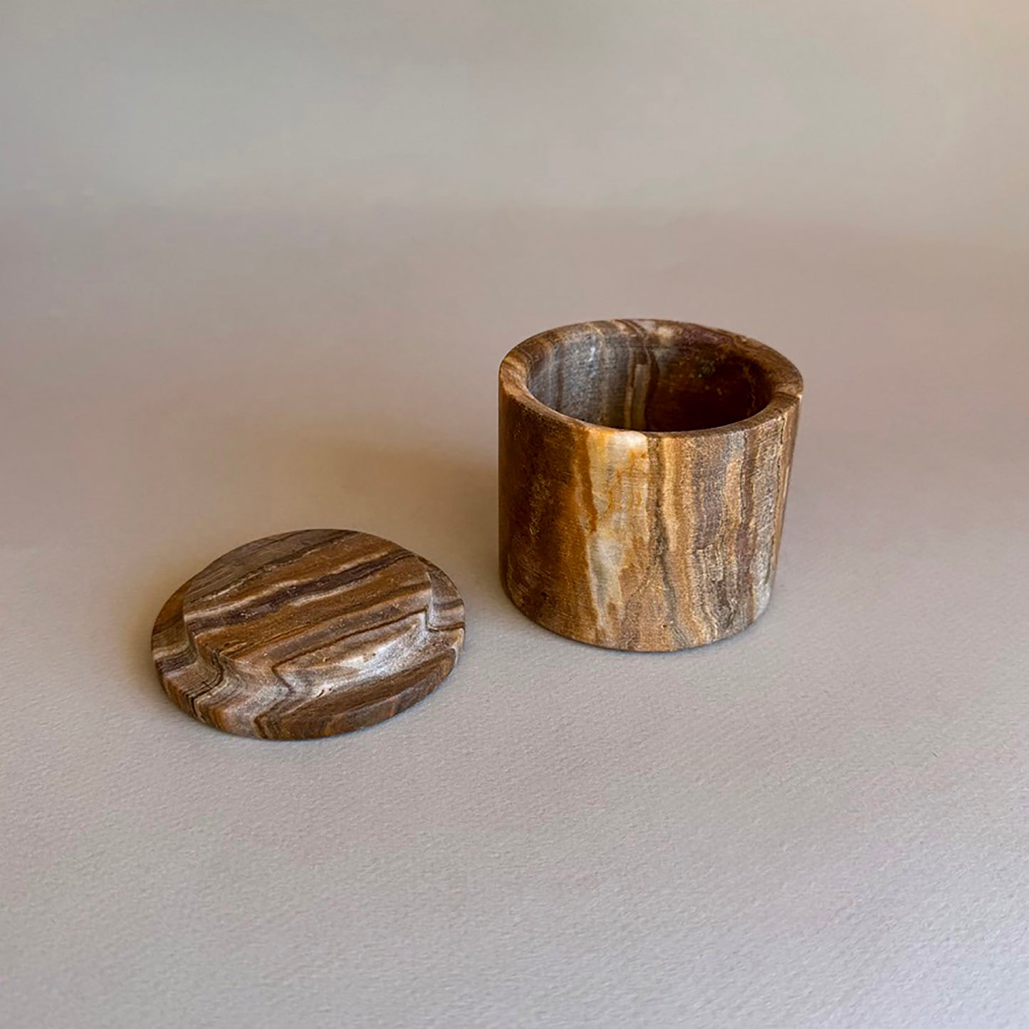 salt cellar made of onyx stone or wood brown