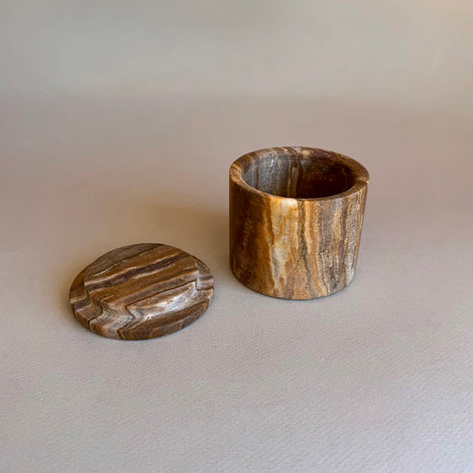 salt cellar made of onyx stone or wood brown