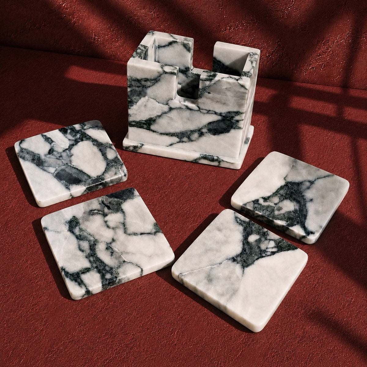 Calacatta Vagli | SAÉA Square Stone Coaster Set