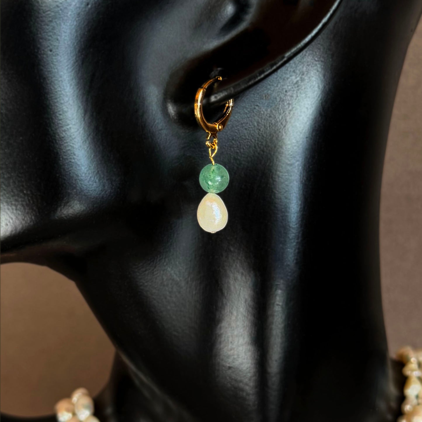 SAÉA Freshwater Pearl & Gemstone Gold Filled Huggie Earrings