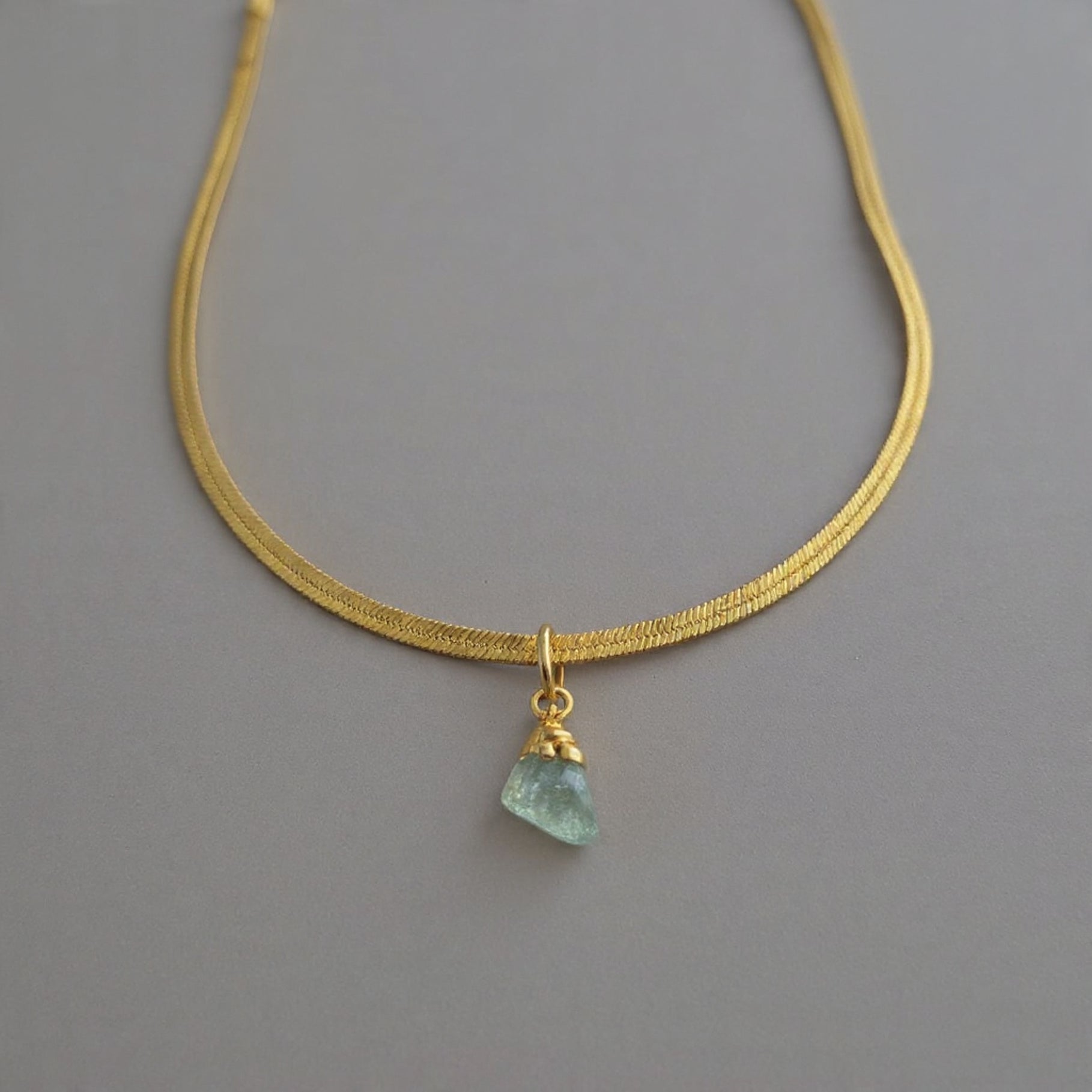 aquamarine snake chain necklace gemstone