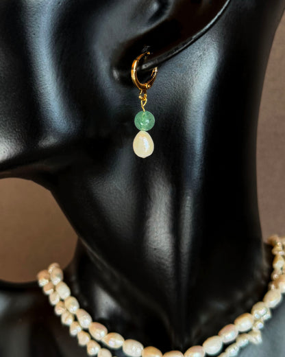 SAÉA Freshwater Pearl & Gemstone Gold Filled Huggie Earrings