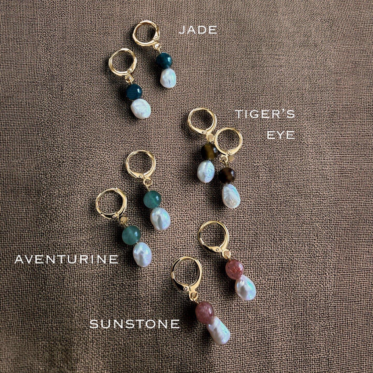 SAÉA Freshwater Pearl & Gemstone Gold Filled Huggie Earrings