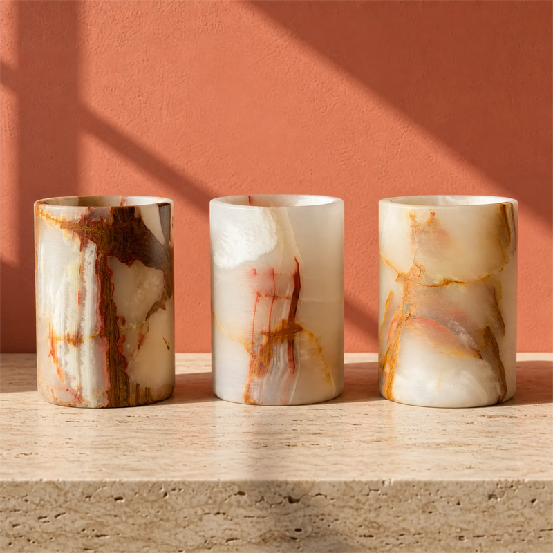 Ivory Pink Onyx Flat Vessels | SAÉA