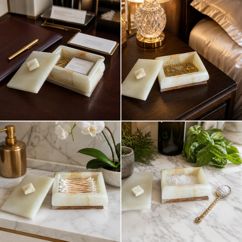 Nude green, clay, and soft ivory | SAÉA Storage Box with Lid