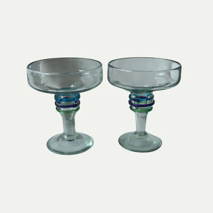 Vintage Hand-Blown Margarita Glasses/Dessert Bowls – Set of 4 - Mexican Origin