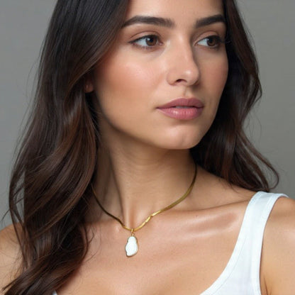 SAÉA Pearl Herringbone Choker in 18K Gold
