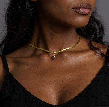 pink tourmaline snake chain gemstone necklace choker