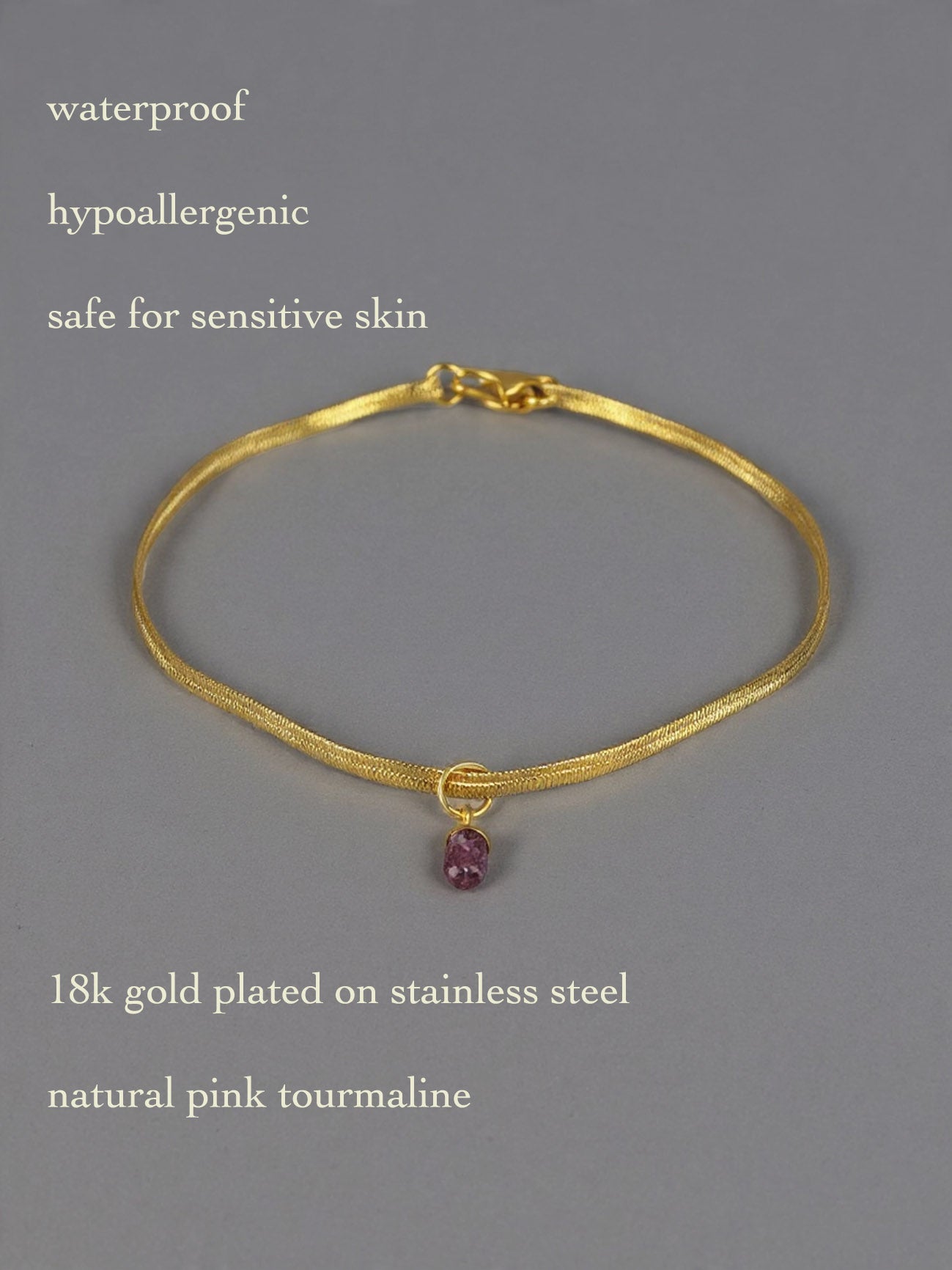 pink tourmaline waterproof necklace