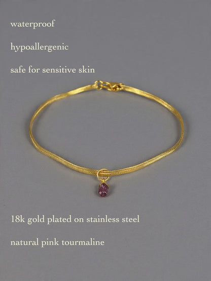 pink tourmaline waterproof necklace