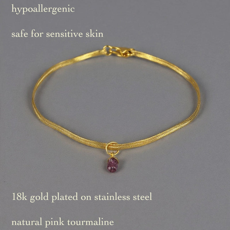 pink tourmaline waterproof necklace