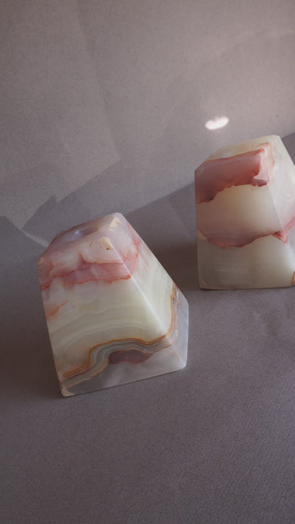 Pink, amber, and terracotta | SAÉA Pyramid Taper Candle Holders