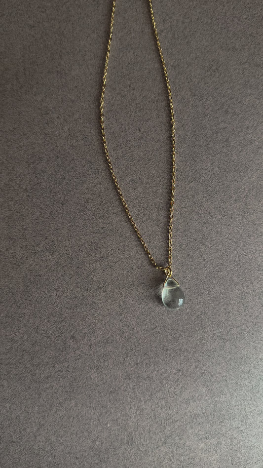 SAÉA Blue Fluorite Drop Pendant Necklace on Paperclip Chain