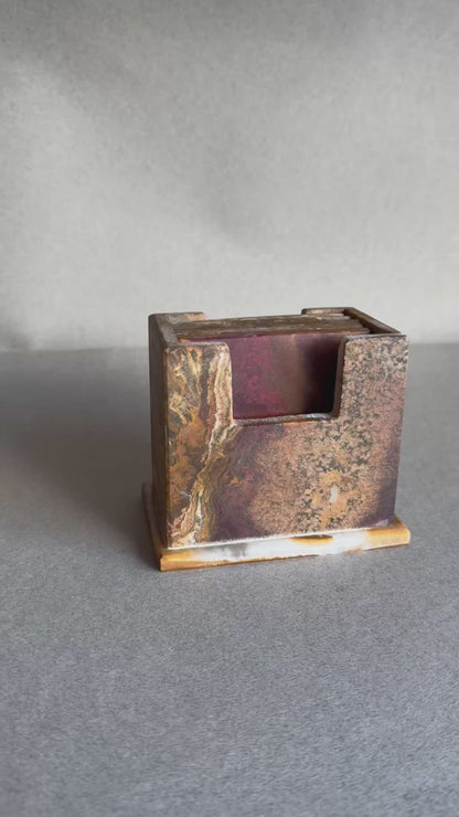 Weathered Terracotta and Burnt Sienna | SAÉA Square Onyx Coaster Set
