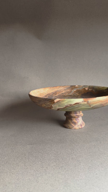 Sienna, olive and honey; SAÉA Centerpiece Pedestal Bowl