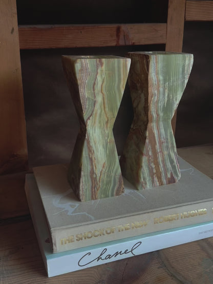 Sage Green & Honey | SAÉA Hourglass Tealight Candle Holders